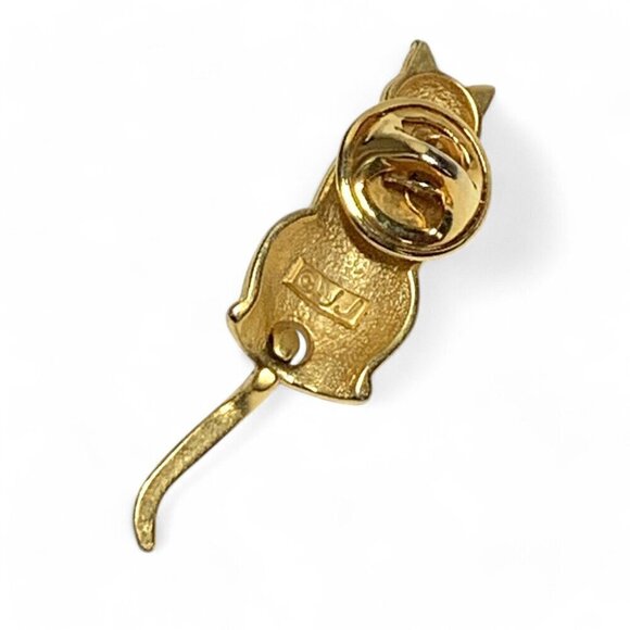 Vintage JJ Gold Cat Pin With Articulated Tail 2" - Picture 2 of 5